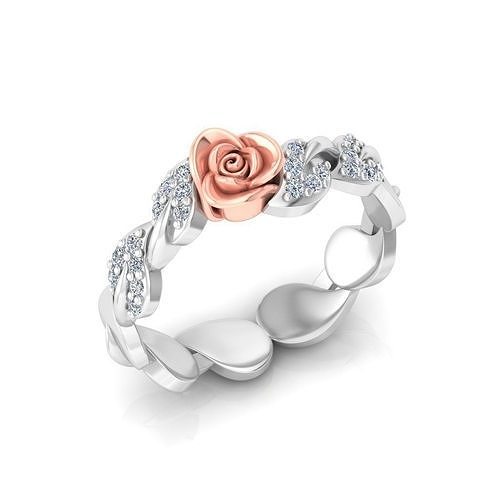 solitario compromiso Rosa anillo proponer anillos señoras mujer oro Moda belleza hembra imprimible niña hermoso plata joyería joya amor amando diamante 3D print model - Mito3D