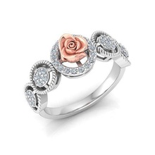 solitario compromiso rosa anillo proponer anillos diamante joyería joya oro boda lujoso flor precioso plata libra esterlina imprimible regalo moda elegante 3d print model - Mito3D