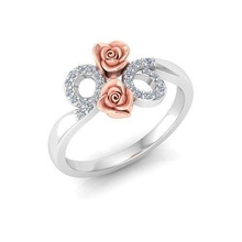 solitaire engagement rose ring propose rings diamond jewelry gold wedding stylish elegant flower printing jewellery gem gemstone clothinc fashion design 3d print model - Mito3D