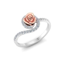 solitario compromiso Rosa anillo proponer anillos flor loto gemas impresión joyería diamante joya piedra preciosa oro clothinc Moda imprimible floreciente plata 3d print model - Mito3D