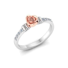 solitario Fidanzamento rosa squillare proporre anelli fiore loto gemme stampa gioielleria diamante gemma pietra preziosa oro clothinc moda stampabile design argento 3d print model - Mito3D