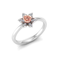 solitaire engagement rose ring propose rings flower lotus gems printing jewellery diamond gem gemstone gold jewelry clothinc fashion printable design blooming 3d print model - Mito3D