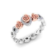 solitaire engagement rose bague proposer anneaux bijoux imprimable brillant diamant or sterling platine précieux luxe gemme argent 3d print model - Mito3D