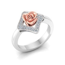 solitaire engagement rose ring propose rings flower lotus gems printing jewellery diamond gem gemstone gold jewelry clothinc fashion printable design blooming silver 3d print model - Mito3D