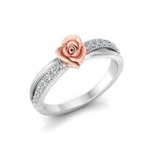 solitario compromiso rosa anillo proponer anillos flor loto gemas impresión joyería diamante joya piedra preciosa oro clothinc moda imprimible diseño floreciente zafiro 3d print model - Mito3D