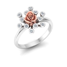 solitario Fidanzamento rosa squillare proporre anelli fiore loto gemme stampa gioielleria diamante gemma pietra preziosa oro clothinc moda stampabile design fioritura 3d print model - Mito3D