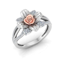 solitario compromiso Rosa anillo proponer anillos flor loto gemas impresión joyería diamante joya piedra preciosa oro clothinc Moda imprimible diseño floreciente 3d print model - Mito3D