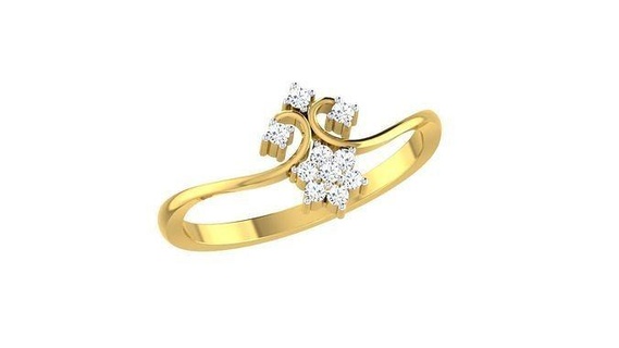 Solitär Engagement Hochzeit Bypass Ring Ringe Sterling druckbar Diamant Platin brillant Juwel Schmuck Silber zart Licht Gold Weiß 3d print model - Mito3D