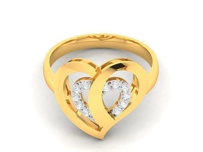 Solitär Engagement Hochzeit Diamant Herz Ring Schmuck Band Frauenring wertvoll Gold druckbar Mode Ringe Bulk Sammlung Frauen 3d print model - Mito3D