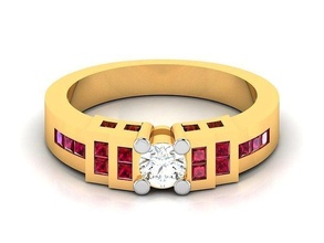 Solitär Engagement Hochzeit Diamant Ring Schmuck Platin Gold Juwel brillant druckbar 3d Silber Mode Schönheit Rubin Ringe 3d print model - Mito3D