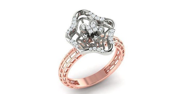 solitario Fidanzamento nozze fiore squillare anelli sterlina stampabile diamante platino brillante gioiello gioielleria argento bianca oro 3d print model - Mito3D