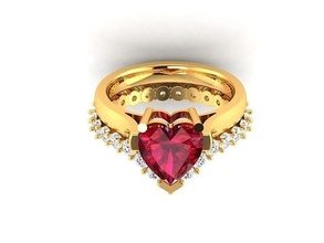 solitaire engagement wedding heart ring jewel gem diamond precious jewellery platinum jewelry brillant brilliant gold diamant brilhante leuchtend diamante lapis sapphire rings 3d print model - Mito3D