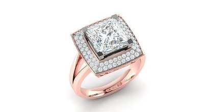 solitario compromiso Boda princesa anillo anillos canalla Estados Unidos Canadá brillantez promesa imprimible diamante Moda conducción mossonaita oro 5mm Roca 3d print model - Mito3D