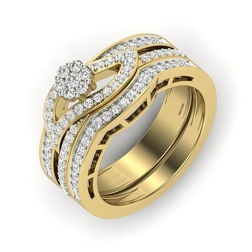 solitaire nişan düğün çift yüzük 3d model takı platin değerli lüks altın moda aksesuar mücevher parlak güzellik giyim çap vintag yüzükler 3D print model - Mito3D