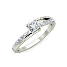 solitär engagement hochzeit ring ringe sterling druckbar diamant platin brillant juwel schmuck silber zart licht gold weiß 3d print model - Mito3D