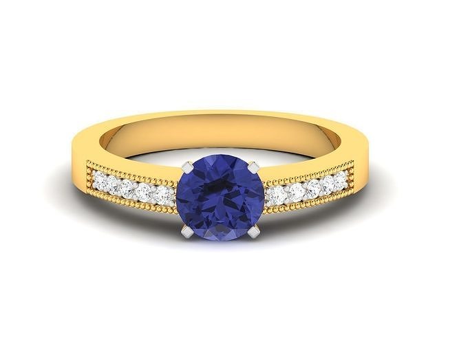 solitaire engagement mariage bague bijou gemme diamant précieux bijoux platine brillant or brilhante lapis saphir anneaux 3D print model - Mito3D