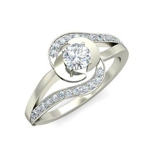 solitario fidanzamento nozze diviso gambo squillare anelli sterlina stampabile diamante platino brillante gioiello gioielleria argento delicato luce oro bianca 3d print model - Mito3D