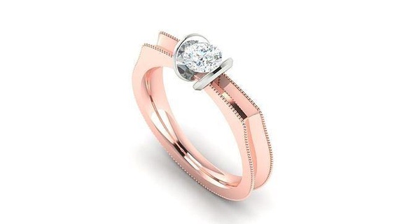 solitario compromiso Boda anillo medio quilate joyería joya anillos canalla Estados Unidos Canadá brillantez promesa imprimible diamante oro 5mm Roca sólido 3d print model - Mito3D