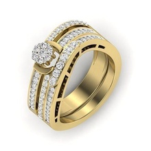 solitaire engagement mariage double bague 3d modèle lumière poids gemme bijou bijoux or sterling blanc brillant platine anneaux luxe précieux diamant 3d print model - Mito3D