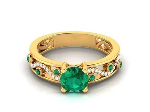 solitario Fidanzamento nozze squillare 3dm render nuziale diamante Smeraldo regalo oro gioielleria personalizzato argento donne platino anelli bianca stampabile gioiello gemma brillante 3d print model - Mito3D