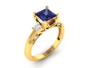 solitario compromiso boda princesa roca anillo joyería joya platino banda mujer precioso oro imprimible diamante anillos abultar colección 3d print model - Mito3D