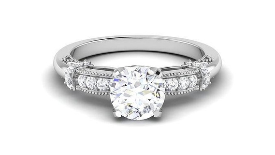 Solitär Engagement Hochzeit Ring Braut Schmuck Französisch pflastern klassisch Rahmen Kanada Karat Diamant verdrehte Band vereinigt brillant Ringe 3d print model - Mito3D