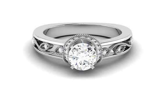 solitaire engagement mariage bague mariée anneaux diamant platine bijoux Célibataire animation tri étoile argent imprimable 3d print model - Mito3D
