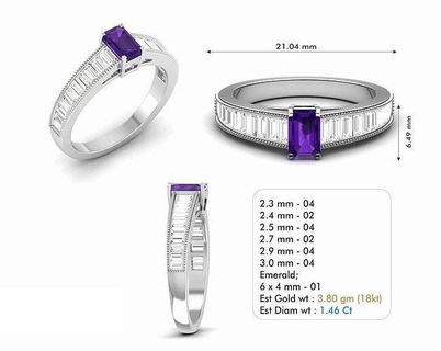 solitario compromiso Boda anillo nupcial anillos libra esterlina imprimible diamante platino brillante joya joyería plata delicado ligero oro blanco 3d print model - Mito3D