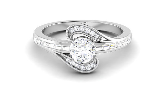 solitario compromiso Boda anillo nupcial anillos libra esterlina imprimible diamante platino brillante joya joyería plata delicado ligero oro blanco 3D print model - Mito3D