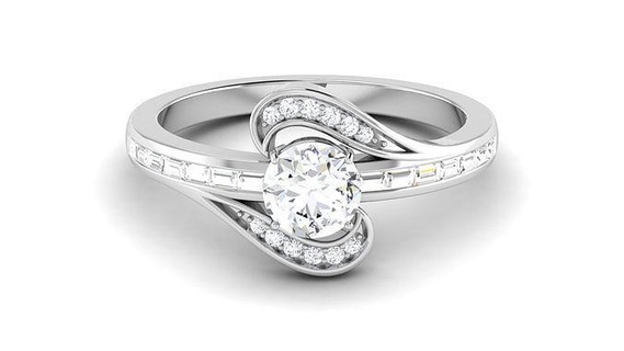 solitario compromiso Boda anillo nupcial anillo anillos solitario libra esterlina imprimible diamante anillo platino brillante Boda compromiso joya joyería plata joyería joya delicado ligero oro blanco diamante anillo compromiso anillo 3d print model - Mito3D