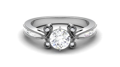 solitario compromiso Boda anillo nupcial anillos joya joyería imprimible diamante plata oro libra esterlina blanco brillante platino 3d print model - Mito3D