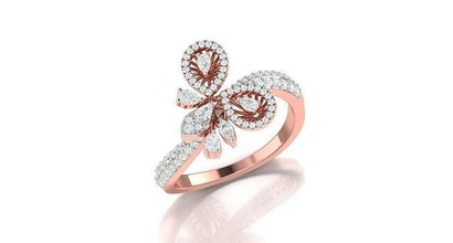 solitaire engagement mariage bague grappe fleur anneaux sterling imprimable diamant platine bijou bijoux argent 3d print model - Mito3D