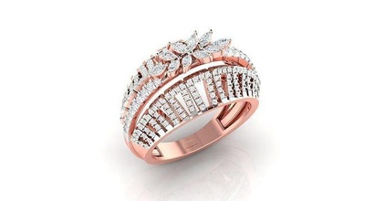 solitário noivado Casamento anel flor argolas esterlina imprimível diamante platina brilhante jóia jóias prata joalheria delicado luz ouro branco 3d print model - Mito3D