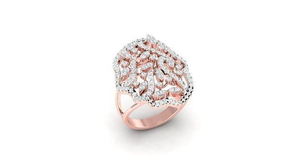solitário noivado Casamento anel flor argolas esterlina imprimível diamante platina brilhante joalheria delicado luz ouro branco 3d print model - Mito3D