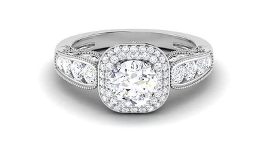 solitaire engagement mariage bague double Halo mariée anneaux sterling imprimable diamant platine bijou bijoux argent délicat lumière or blanc 3d print model - Mito3D