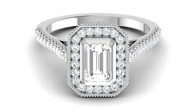 solitário noivado Casamento anel esmeralda nupcial argolas gema jóia jóias imprimível diamante prata ouro joalheria esterlina branco brilhante platina Tamanho 3d print model - Mito3D