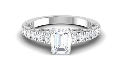 solitario compromiso boda anillo esmeralda roca anillos joya joyería imprimible diamante plata oro libra esterlina blanco brillante platino talla 3d print model - Mito3D