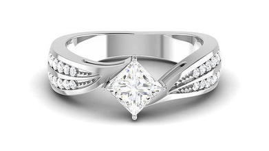 solitario compromiso boda bypassprincesa roca nupcial anillo anillos libra esterlina imprimible diamante platino brillante joya joyería plata delicado ligero oro blanco 3d print model - Mito3D