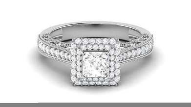compromiso boda princesa roca nupcial doble aureola anillos joyería joya anillo banda mujer precioso oro imprimible diamante moda abultar colección solitario 3d print model - Mito3D