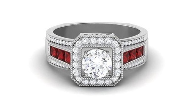 solitario Fidanzamento nozze anelli nuziale rubino squillare gemma gioiello gioielleria stampabile diamante argento oro sterlina bianca brillante platino taglia 3d print model - Mito3D