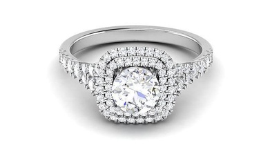 Solitär Engagement Hochzeit Ringe doppelt Heiligenschein Ring Sterling druckbar Diamant Platin brillant Juwel Schmuck Silber zart Weiß 3d print model - Mito3D