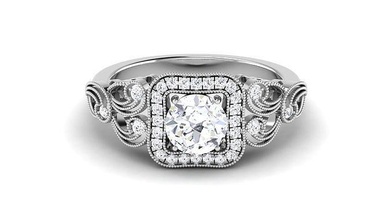 solitario Fidanzamento nozze anelli fiore squillare sterlina stampabile diamante platino brillante gioiello gioielleria argento delicato luce oro bianca 3d print model - Mito3D