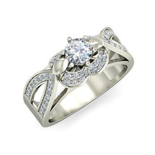 solitario compromiso Boda mujer anillo anillos libra esterlina imprimible diamante platino brillante joya joyería plata delicado ligero oro blanco 3d print model - Mito3D
