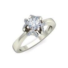 solitario Fidanzamento nozze donne squillare anelli sterlina stampabile diamante platino brillante gioiello oro moda gioielleria 3d print model - Mito3D