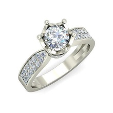 solitario Fidanzamento nozze donne squillare anelli sterlina stampabile diamante platino gioiello gioielleria argento delicato luce oro bianca 3d print model - Mito3D