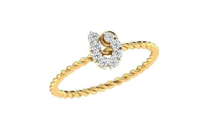 solitario Fidanzamento nozze donne contorto squillare anelli sterlina stampabile diamante platino brillante gioiello gioielleria argento delicato luce oro bianca 3D print model - Mito3D