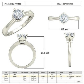 solitario compromiso blanco oro diamante ring vjr38 platino joya lujo accesorio imprimible plata anillos joyería Boda anillo brillante colgante pendiente Moda colgantes diseñadora joyas 3d print model - Mito3D
