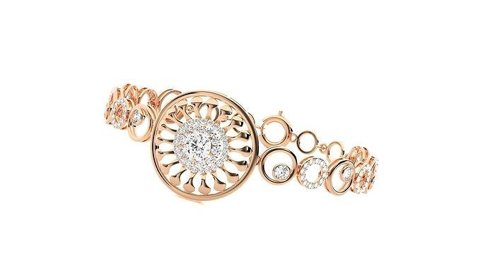 solitaire flower high jewelry diamond bracelet 3dm stl render chain heavy unisex printable jewel wedding jewellery luxury bracelets cuban italian 3D print model - Mito3D