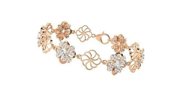 solitaire fleur haute bijoux diamant bracelet 3dm stl rend chaîne lourd unisexe imprimable bijou mariage luxe bracelets cubain italien 3d print model - Mito3D