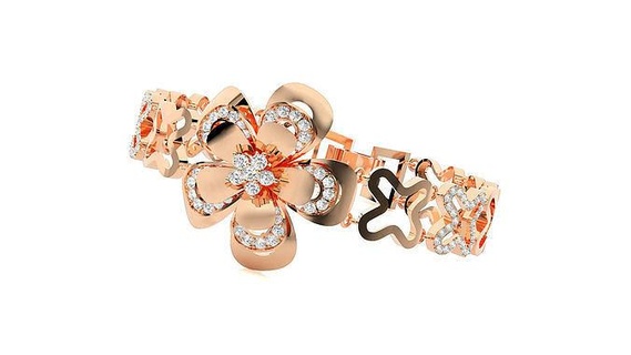 solitaire flower high jewelry diamond bracelet 3dm stl renders chain heavy unisex printable jewel wedding jewellery luxury bracelets cuban italian 3d print model - Mito3D